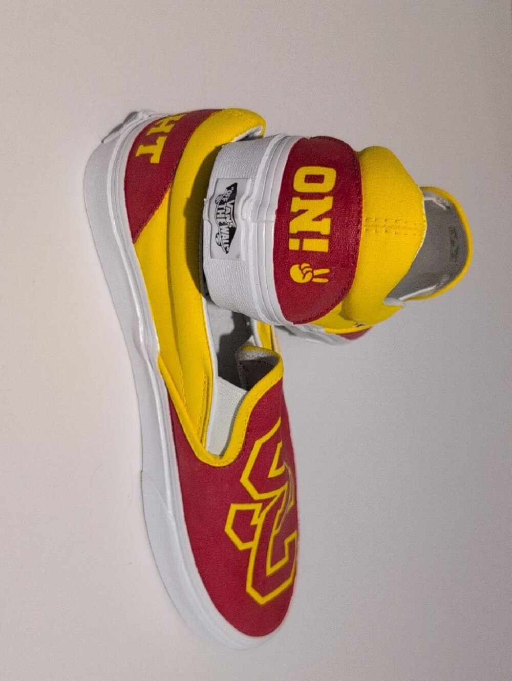 Vans Classic Graphic Slip-On Sneakers Maroon Yellow Unisex Size